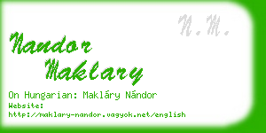 nandor maklary business card